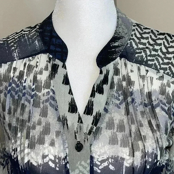 PerSeption Concepts Sheer Button Down Roll Sleeve Blouse.​​ - Picture 3 of 16